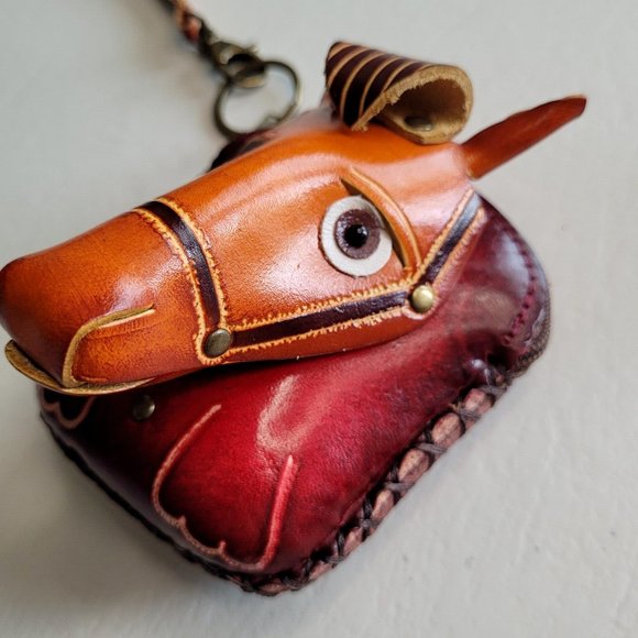 Horse Leather Wristlet Wallet Change Coin Purse Zip Closure Charm Western Pony - Picture 3 of 16